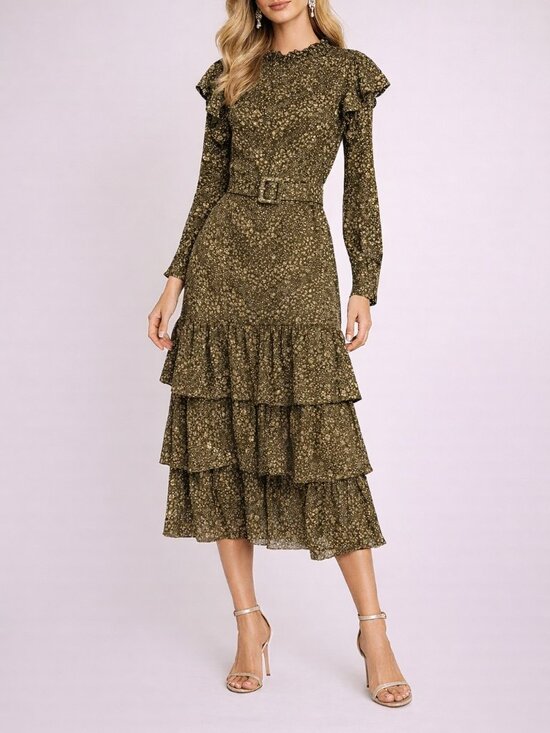 Renata Gasparian Dresses & Skirts - Renata Gasparian Wellesley Belted CC-Collar Dress — Green Multi Print, Size M